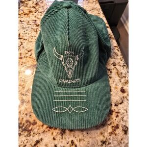 Two Roads Hat Co Green Corduroy Bull Skull Embroidery Baseball Cap‎